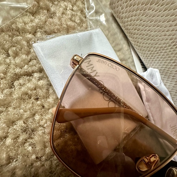 Jimmy Choo | LAVI 60mm Sunglasses in Gold Havana w/ Brown Gradient & Flash Lense - Picture 9 of 12